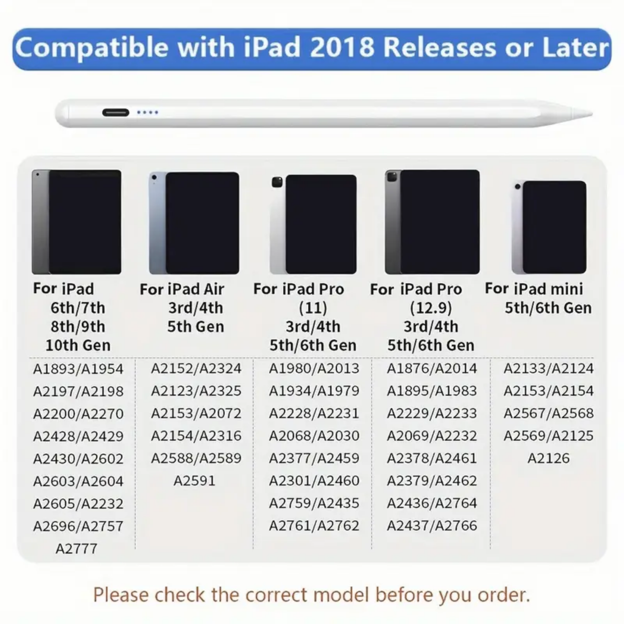 Capacitive Stylus Pen for iOS/Android Devices - High-Precision Rechargeable Touchscreen Pen for iPad, iPhone, Samsung Galaxy, Tablets & Laptops