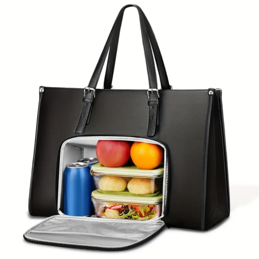 LuxTote™ – Women's PU Leather Laptop Tote Bag (Fits up to 15.6")