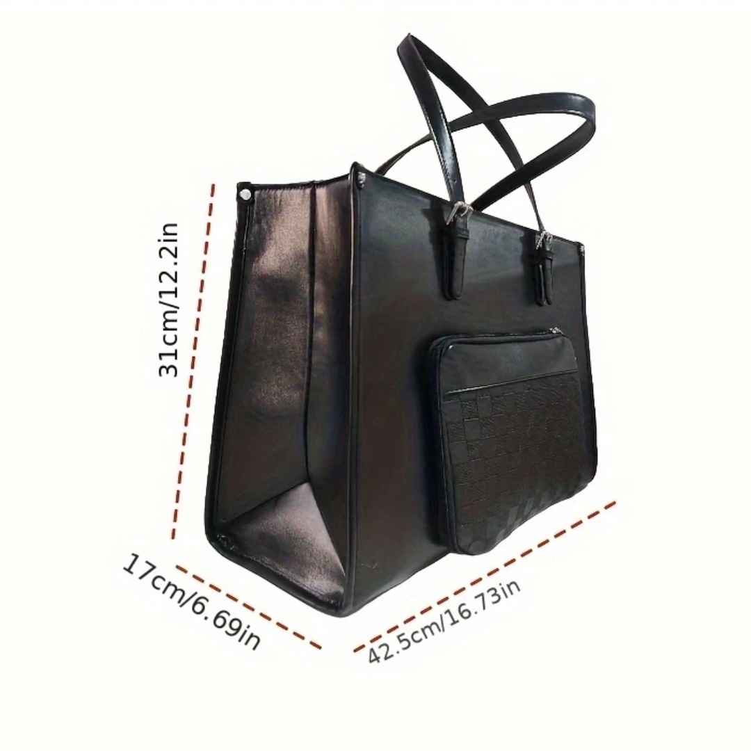 Women's Fashion Laptop Tote Bag – 15.6-Inch PU Leather Briefcase with Leak-Proof Multifunctional Pockets, Single Compartment – Work & Office Handbag for Women