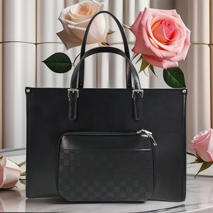 LuxTote™ – Women's PU Leather Laptop Tote Bag (Fits up to 15.6")
