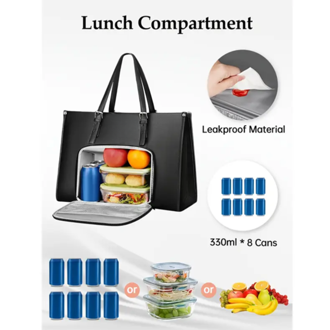 Women's Fashion Laptop Tote Bag – 15.6-Inch PU Leather Briefcase with Leak-Proof Multifunctional Pockets, Single Compartment – Work & Office Handbag for Women