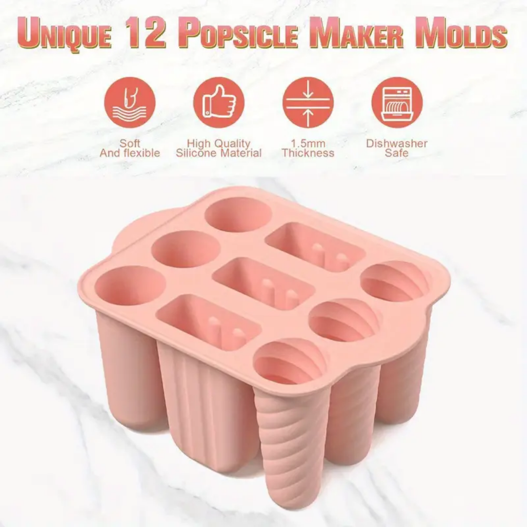 Silicone Popsicle Molds 9pcs Set with 50 Sticks – Easy-Release BPA-Free Ice Pop Maker for Homemade Popsicles, Reusable Ice Lolly Molds for Kids & Adults