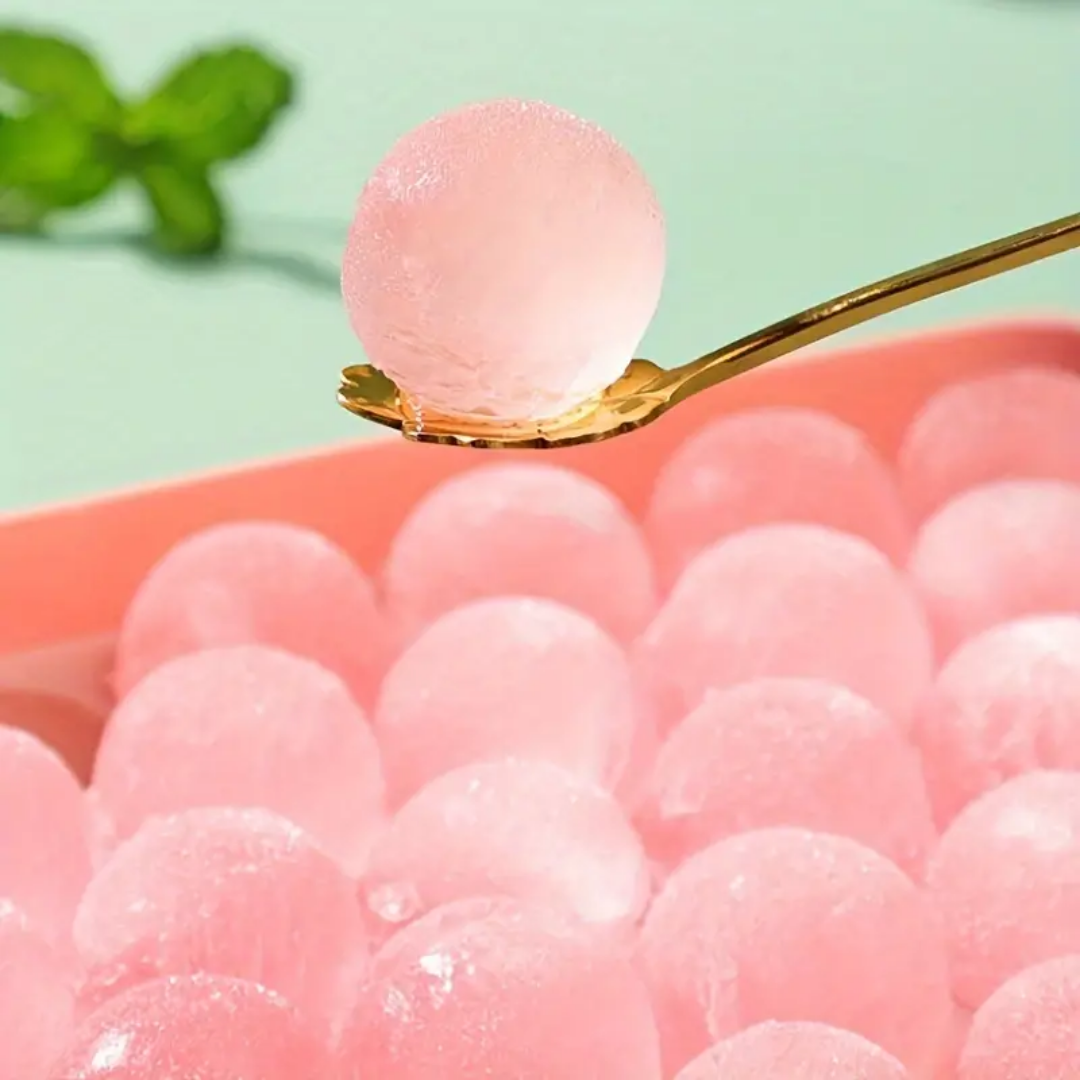 Round Ice Cube Tray Mold – Pink & Light Blue Plastic Sphere Maker for Freezer, Chocolate, and Beverages