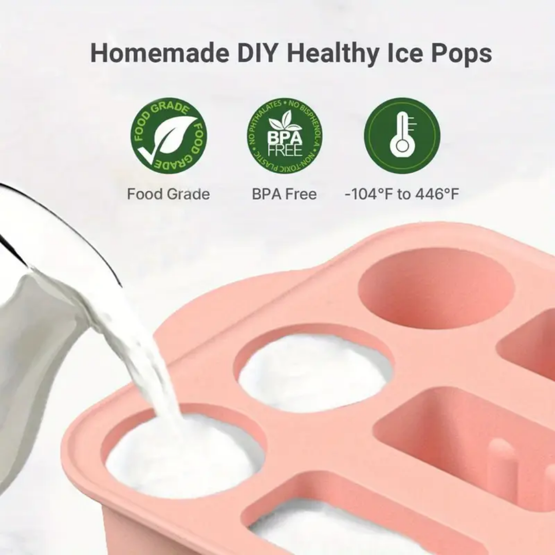 Silicone Popsicle Molds 9pcs Set with 50 Sticks – Easy-Release BPA-Free Ice Pop Maker for Homemade Popsicles, Reusable Ice Lolly Molds for Kids & Adults