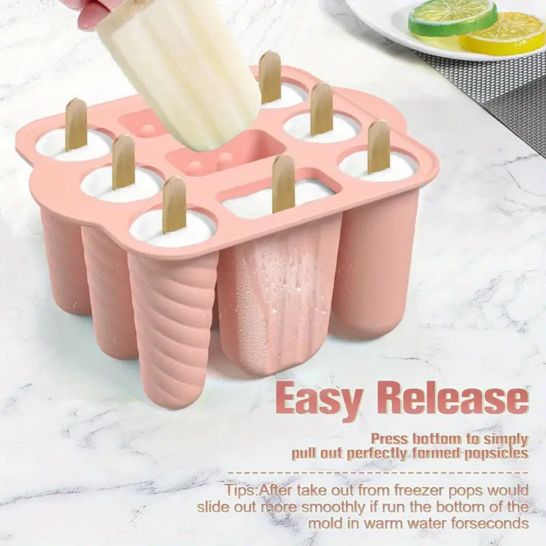 Silicone Popsicle Molds 9pcs Set with 50 Sticks – Easy-Release BPA-Free Ice Pop Maker for Homemade Popsicles, Reusable Ice Lolly Molds for Kids & Adults