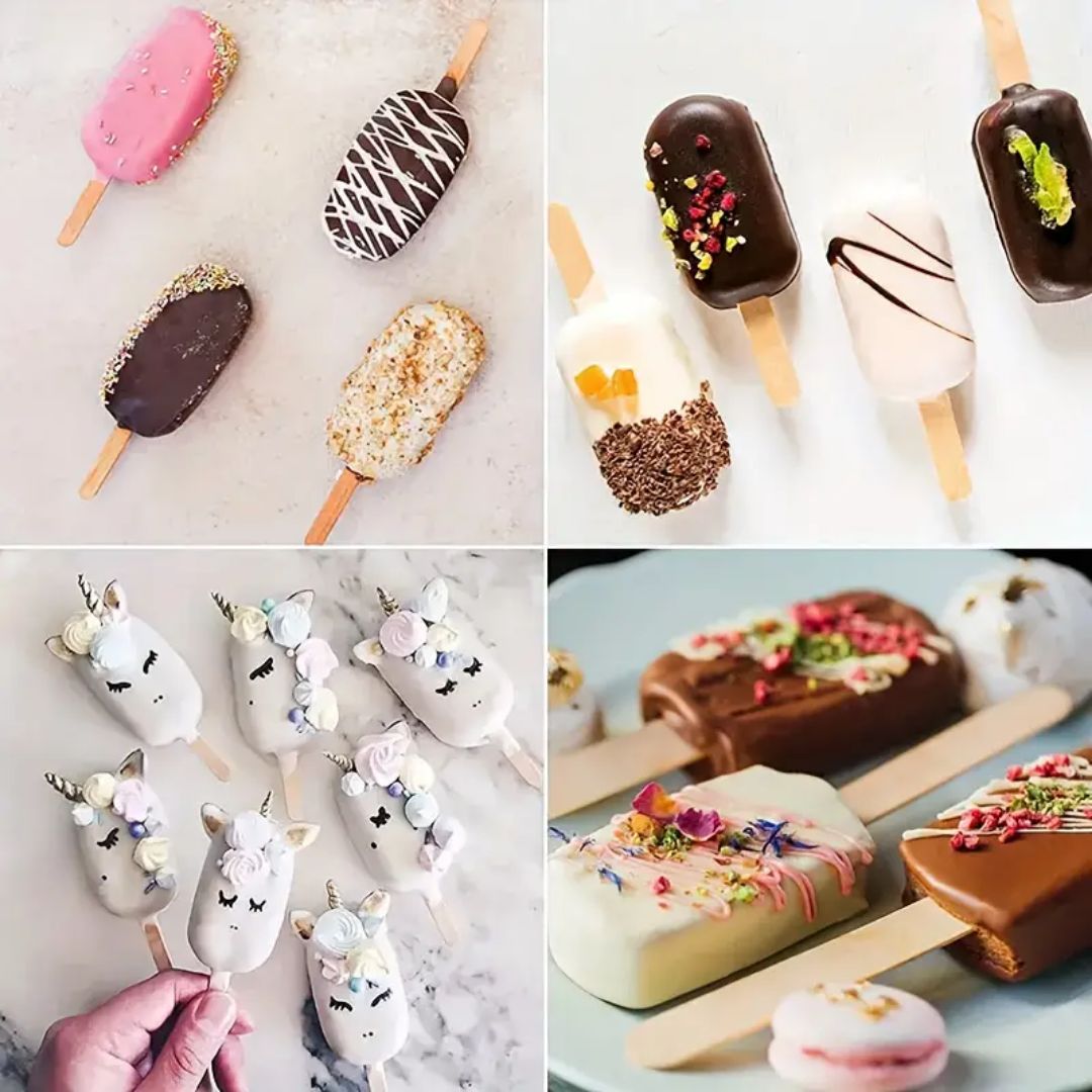 Large Popsicle Molds & Sticks – Standard Size 4-Cavity Silicone Ice Pop Molds for Cakesicles, Cake Pops, Ice Cream, Candy – Durable & Easy Release (Copy)