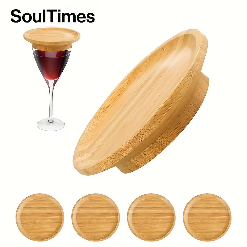 Elegant Bamboo Wine Charcuterie Tray 4-Piece Set | Bamboo Wine Glass & Meat Platter Tray – Large Leaf | Wooden Serving Board for Cheese, Charcuterie, Appetizers & Wine Glasses | Ideal for Weddings, Parties & Events