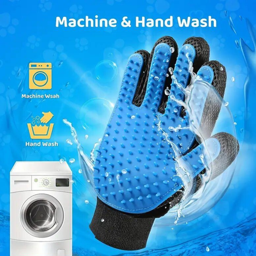 Pet Grooming Hair Removal Glove & Washable Lint Remover Set – Gentle Fur Brush with One-Click Hair Release & Portable Sticky Roller for Clothes, Furniture, Cats & Dogs