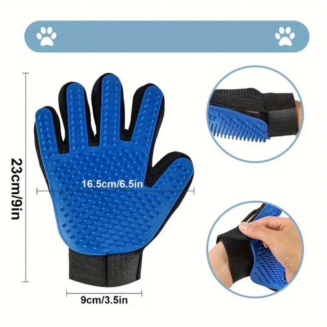 Pet Grooming Hair Removal Glove & Washable Lint Remover Set – Gentle Fur Brush with One-Click Hair Release & Portable Sticky Roller for Clothes, Furniture, Cats & Dogs