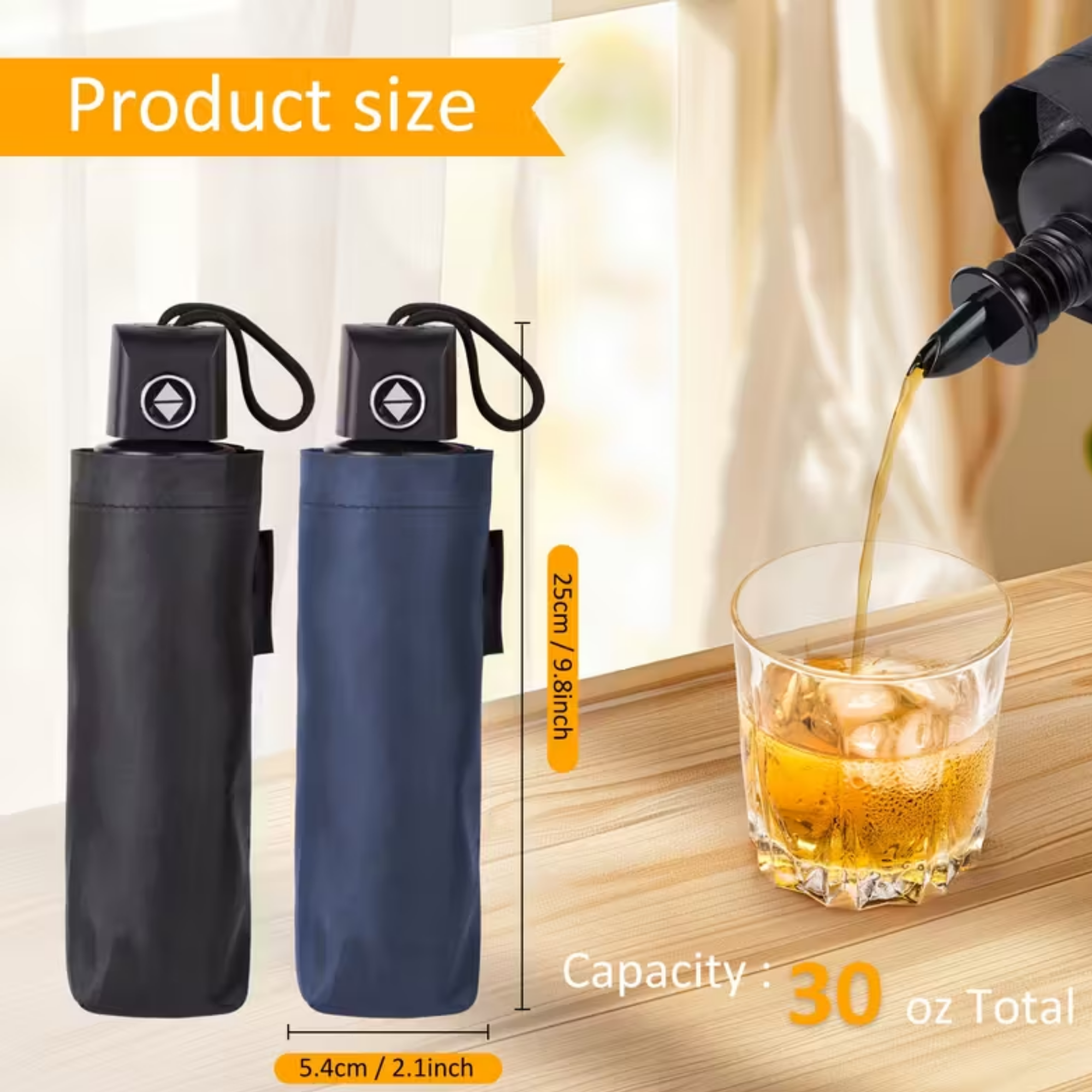 2pcs Hidden Umbrella Flask Set – 30oz Alcohol Concealment Bottles with Funnel & Spout for Beach, Festivals, Sports Events & Travel