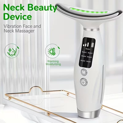 Neck beauty device with digital display on a white background