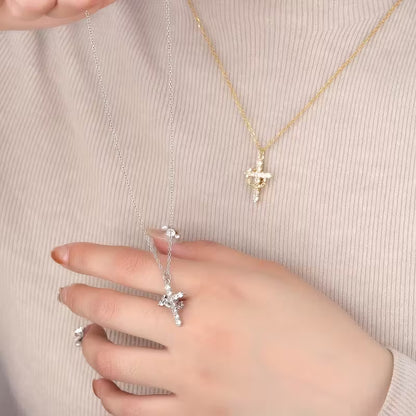 The Crown - Classic Titanium Steel Chain Necklace with Crown Cross Pendant