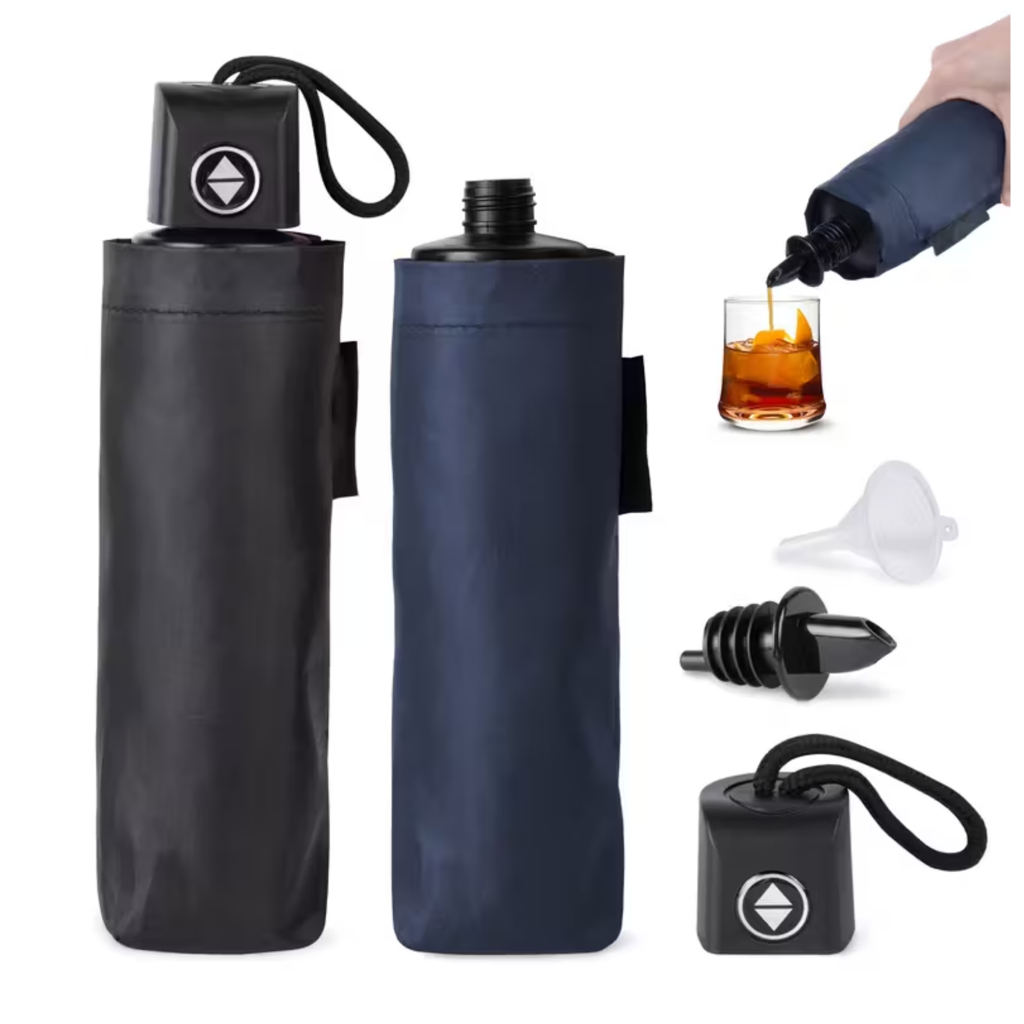 2pcs Hidden Umbrella Flask Set – 30oz Alcohol Concealment Bottles with Funnel & Spout for Beach, Festivals, Sports Events & Travel