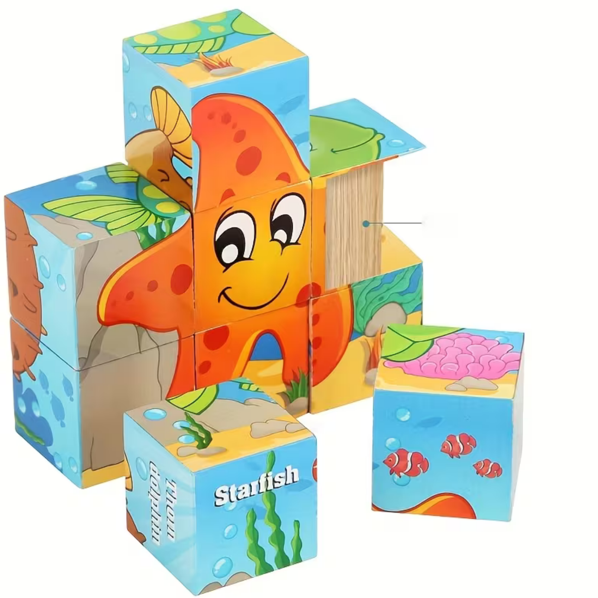 Wooden Cube Matching Puzzle for Kids