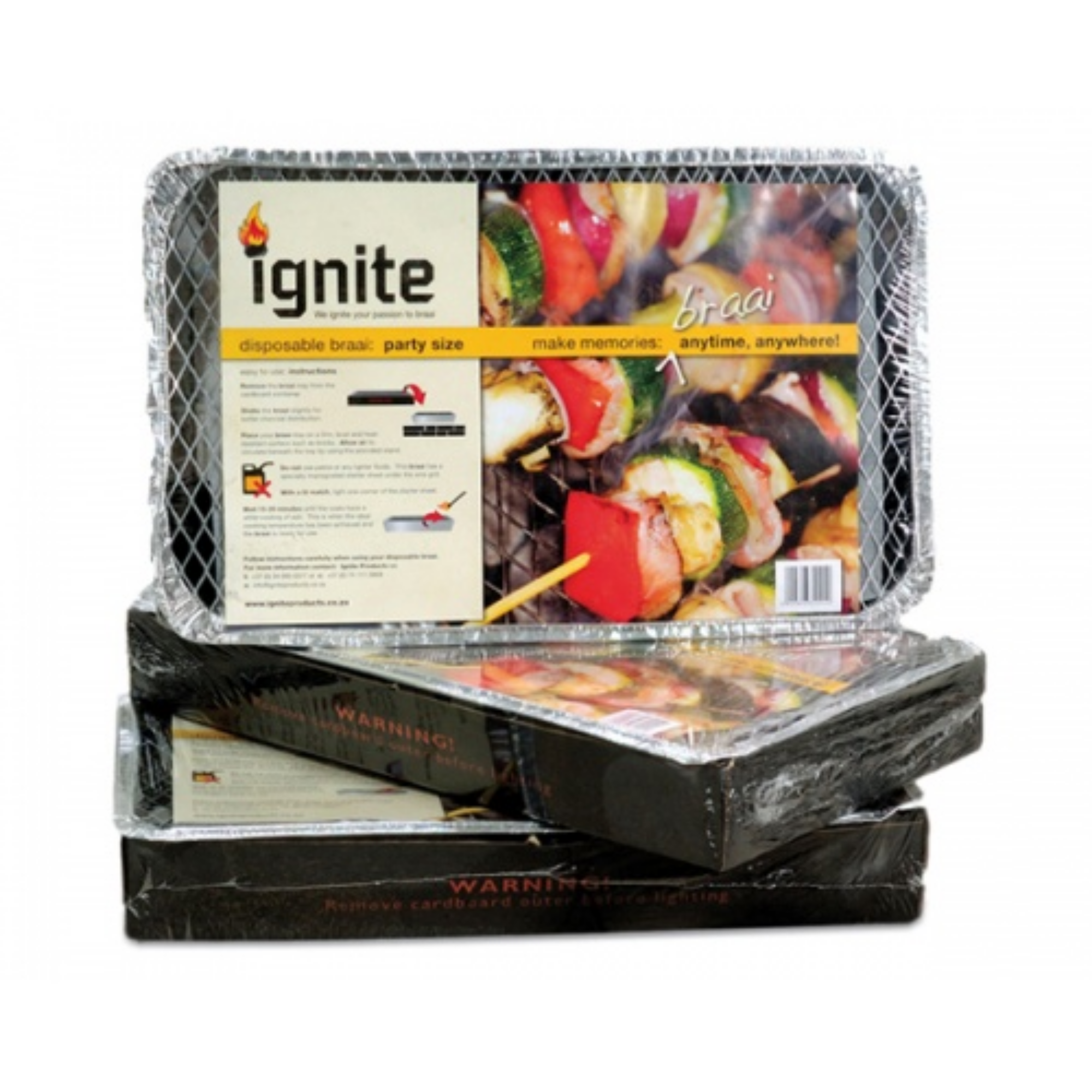 Ignite Disposable Braai – Charcoal BBQ Grill for Outdoor, Camping & Picnics (490 × 290 mm)