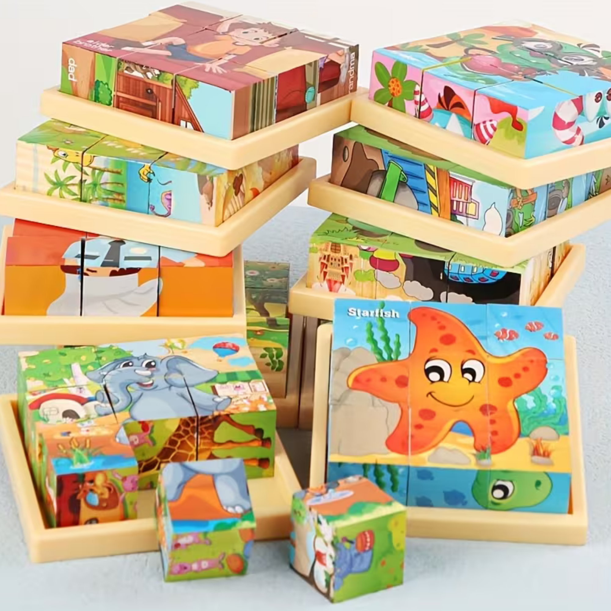 Wooden Cube Matching Puzzle for Kids