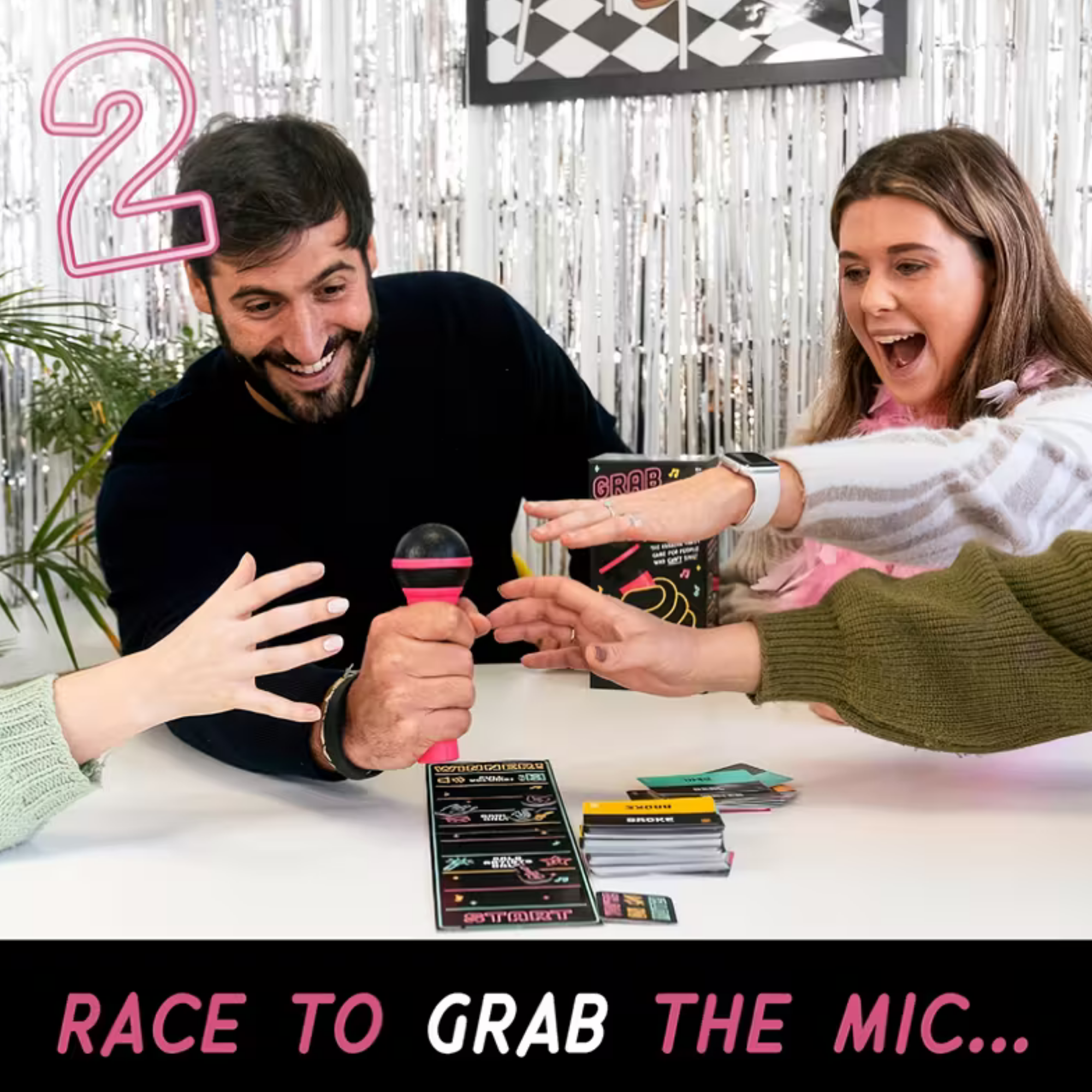 Grab the Mic Game – Fun Family & Party Lyrics Challenge for 2–10 Players (Includes 250 Cards)