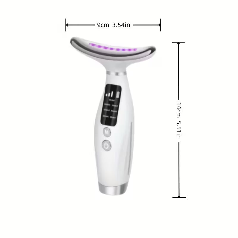 Rechargeable Facial & Neck Skincare Device – 7 Modes Vibrating & Heating Massager | USB Charging | Ergonomic Design with Digital Display | Perfect Gift for Women & Skincare Enthusiasts