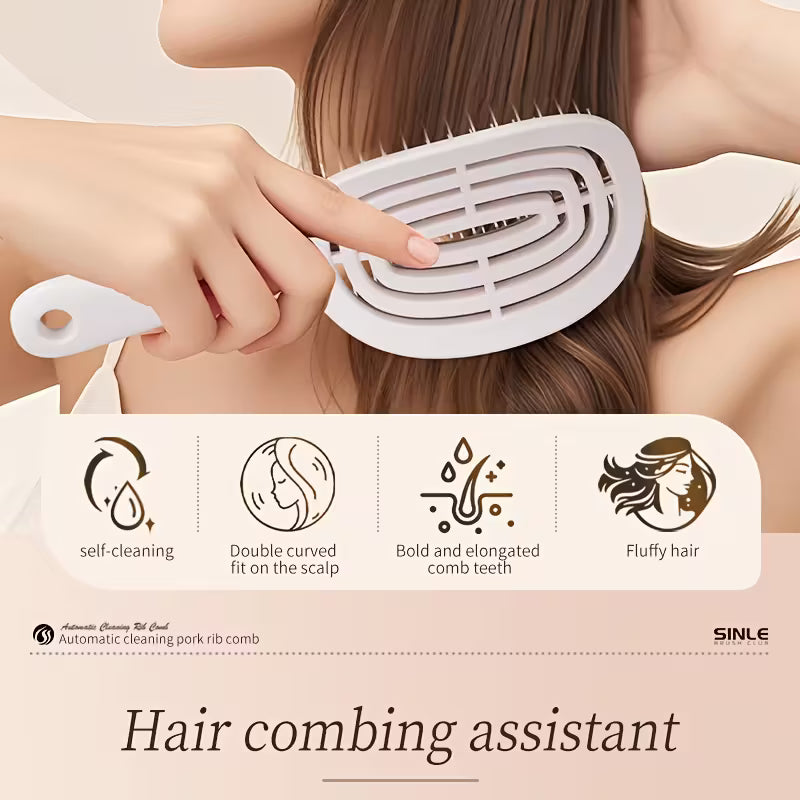 Quick Easy Clean Detangler Hairbrush – Retractable Comb with Nylon Bristles & Self-Cleaning Feature | ABS Handle | Gentle Detangling Brush for Women