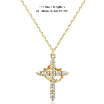 The Crown - Classic Titanium Steel Chain Necklace with Crown Cross Pendant