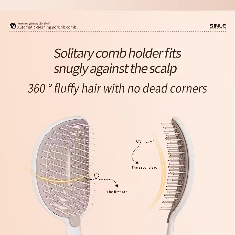 Quick Easy Clean Detangler Hairbrush – Retractable Comb with Nylon Bristles & Self-Cleaning Feature | ABS Handle | Gentle Detangling Brush for Women