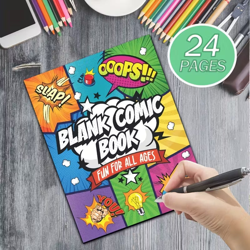 Blank Comic Creation Book – 24 Pages with Multiple Templates for Kids & Adults | DIY Comic Drawing Book to Create Your Own Adventure Stories