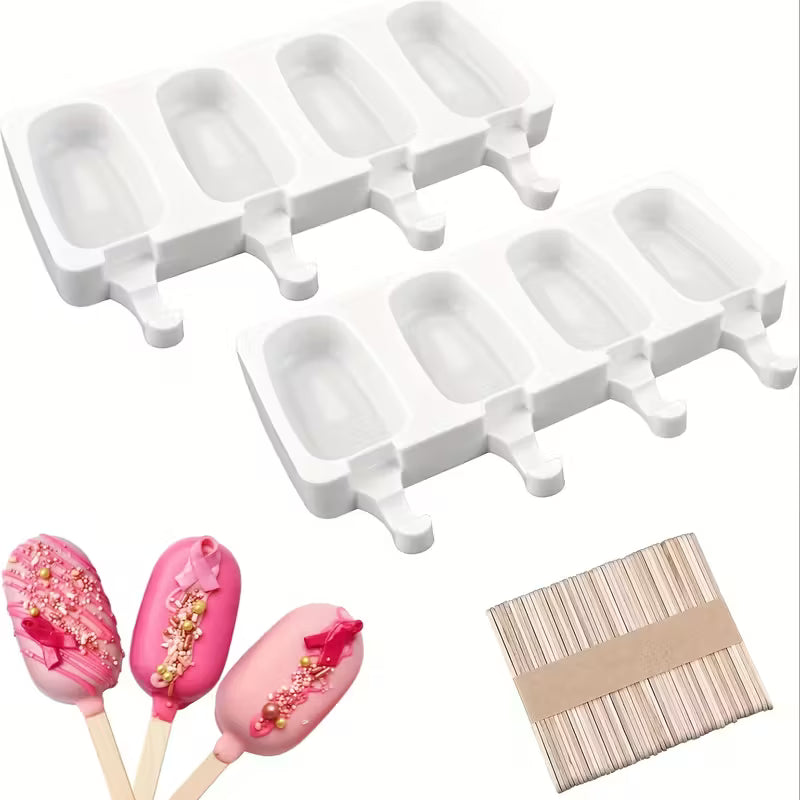 Large Popsicle Molds & Sticks – Standard Size 4-Cavity Silicone Ice Pop Molds for Cakesicles, Cake Pops, Ice Cream, Candy – Durable & Easy Release (Copy)