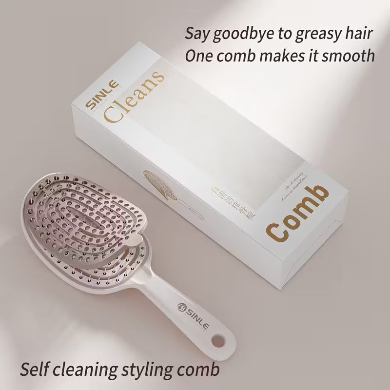 Quick Easy Clean Detangler Hairbrush – Retractable Comb with Nylon Bristles & Self-Cleaning Feature | ABS Handle | Gentle Detangling Brush for Women