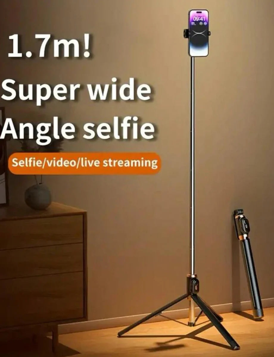 1.7m Tripod Remote Control Selfie Stick – Extendable Bluetooth Selfie Stick with Tripod Stand and Wireless Remote for Smartphones