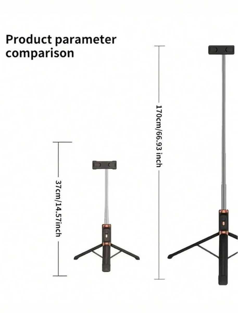 1.7m Tripod Remote Control Selfie Stick – Extendable Bluetooth Selfie Stick with Tripod Stand and Wireless Remote for Smartphones